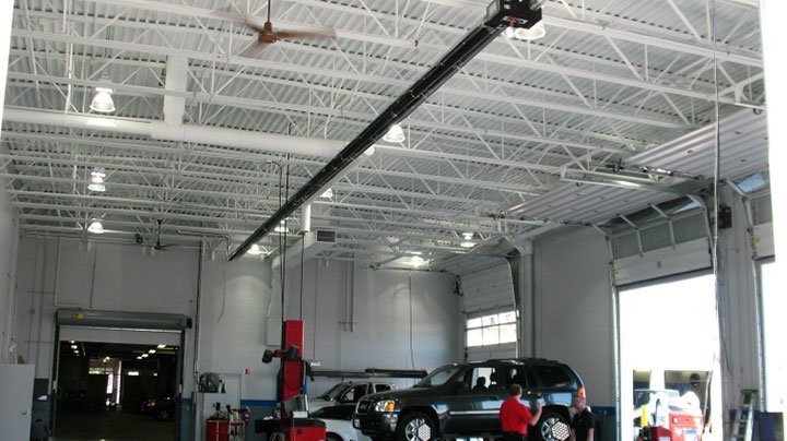 A modern workshop interior showcasing the best way to heat shop environments efficiently.